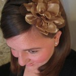 gold fabric flower headband