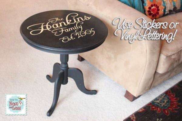vinyl lettering stencil end table