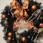 black halloween skeleton wreath