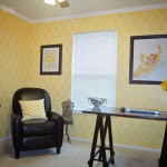 yellow stencil home office craft room yellow stencil home office craft room