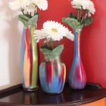 painted glass vases flowers