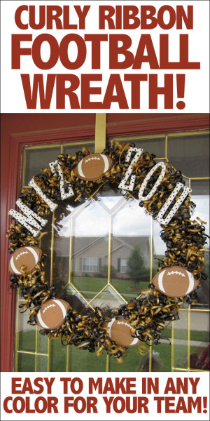 Curly ribbon football wreath.