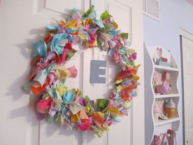 Bedroom Bling: Fabric Scrap Door Wreath