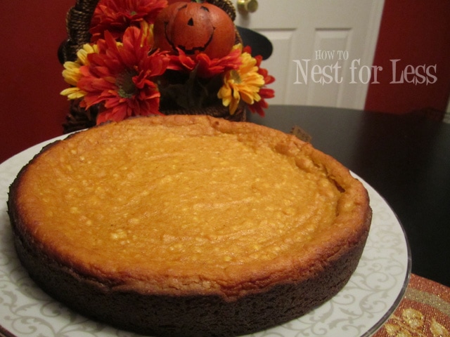 Gooey butter cake on a plate on the counter.