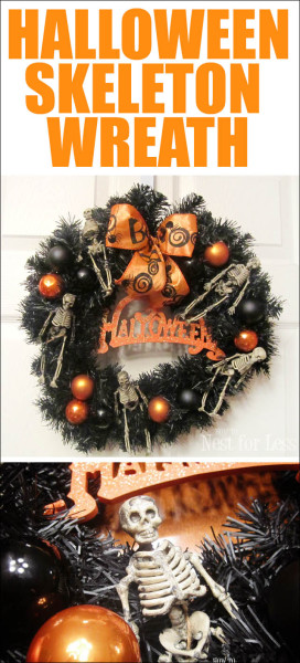 Halloween skeleton wreath poster.