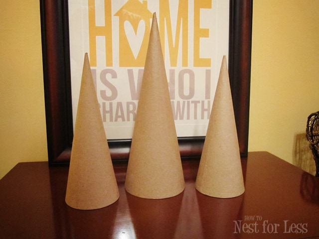 Three cardboard cones on the table.