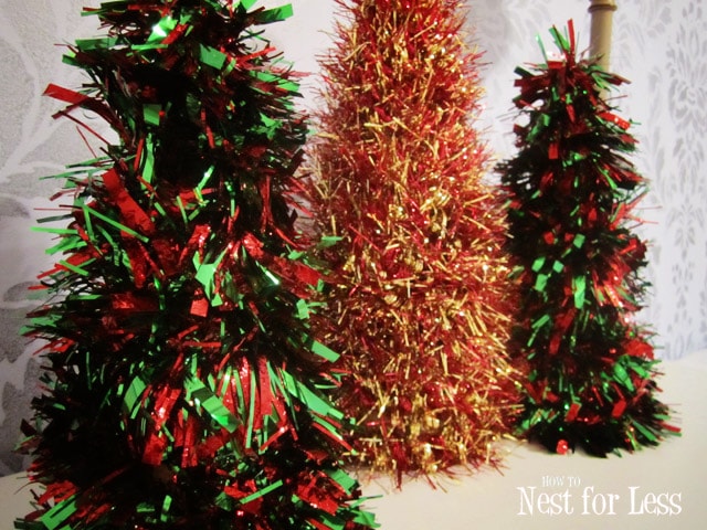 tinsel christmas cones closeup