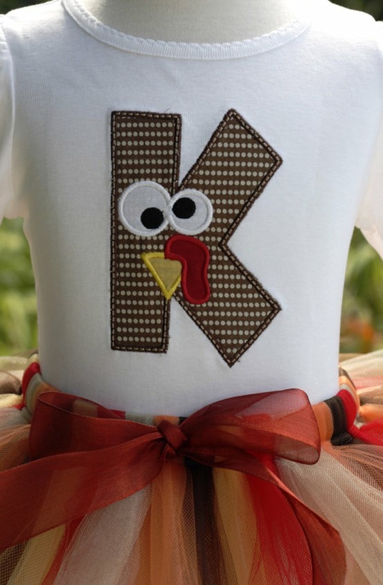 A turkey shirt and tutu for a little girl.