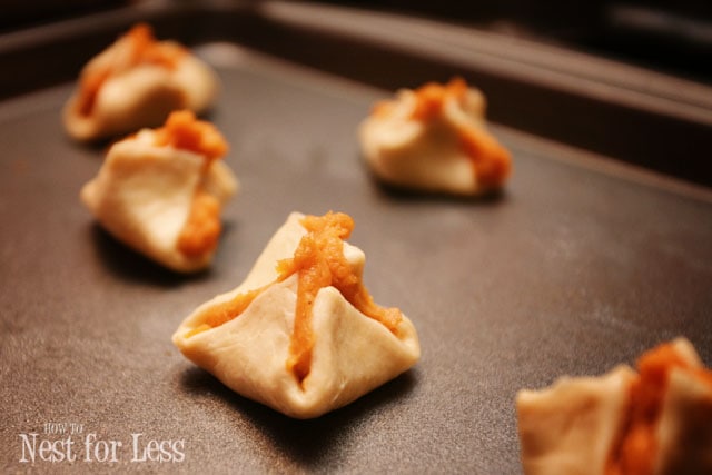 The puffs on a baking sheet before being baked.