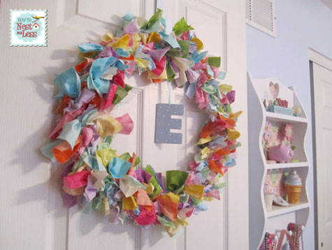 fabric scrap door wreath