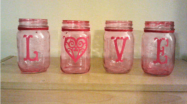 Pink LOVE Mason Jars {From Newlyweds on a Budget}