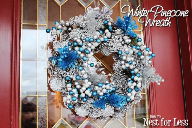 Winter Silver & Blue Pinecone Wreath