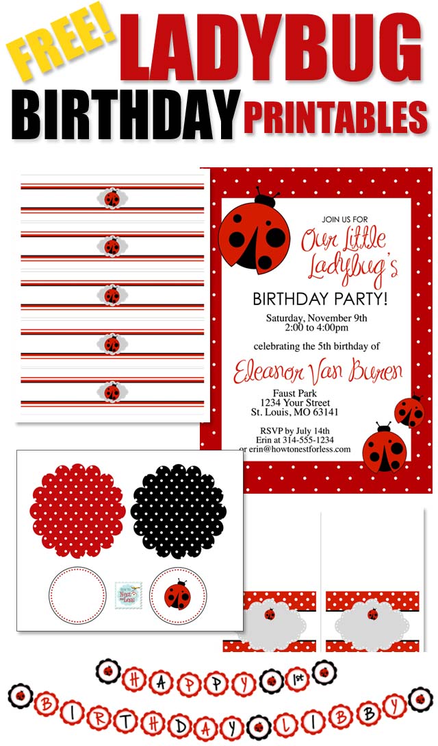 FREE LADYBUG BIRTHDAY PRINTABLES graphic.