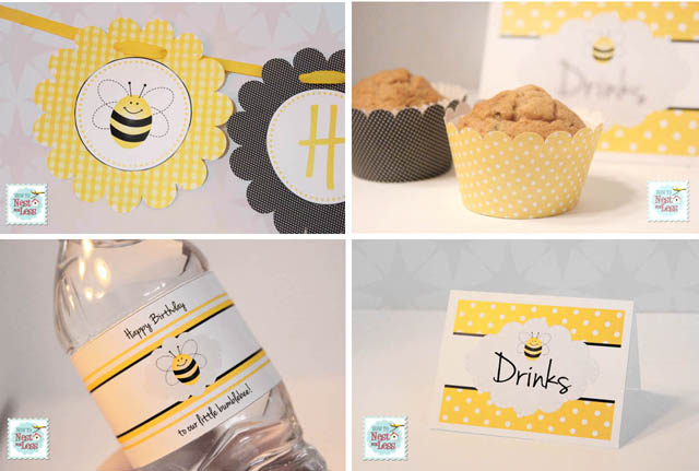 6th Birthday Cupcake Toppers - Bumble Bee Birthday - Nifty Printables