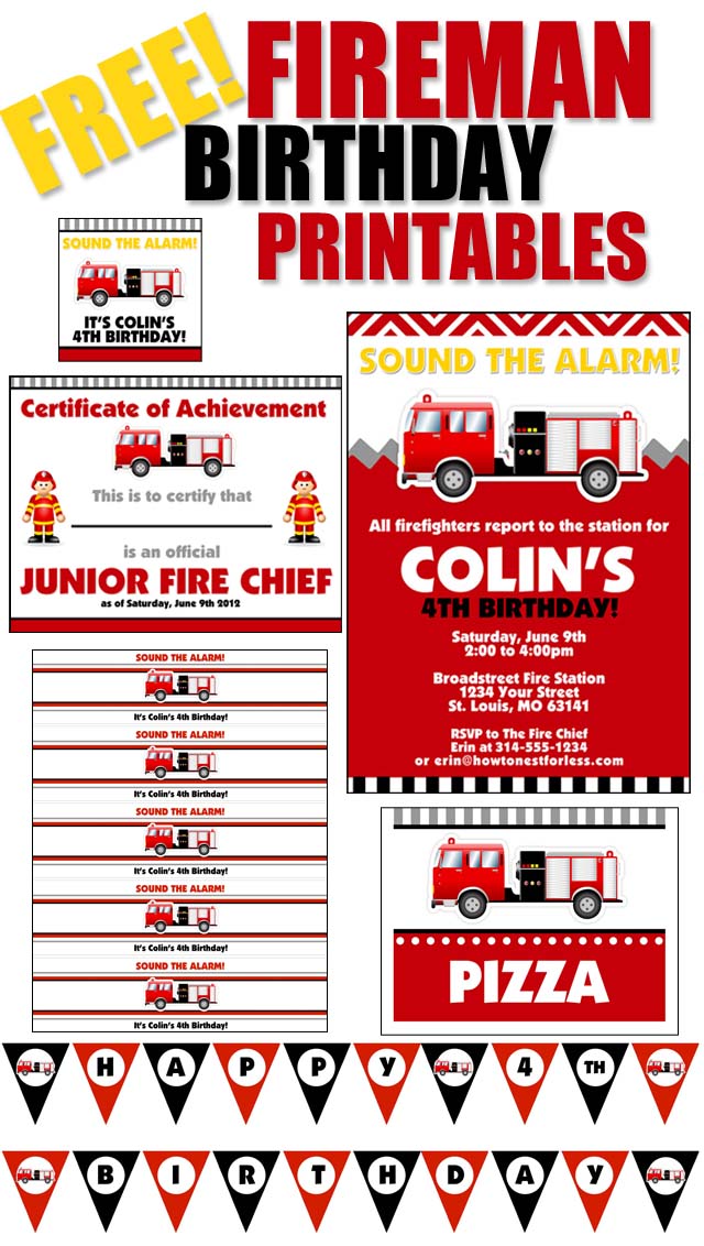 Firefighter Invitation Firetruck Invite Firefighter Birthday 