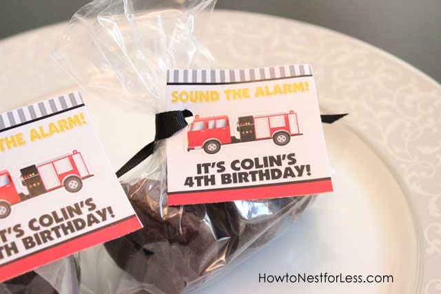 Free fire truck birthday party treat bag tag!