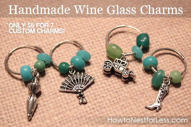 Handmade wine glass charms graphic.