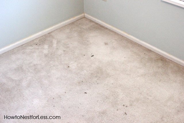 Stained carpet in craft room.