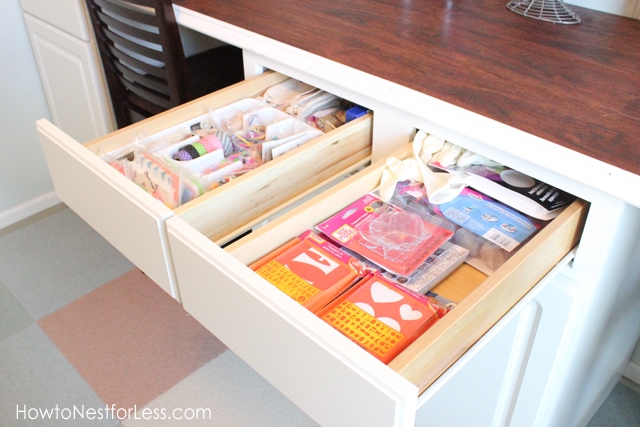 organize craft room desk