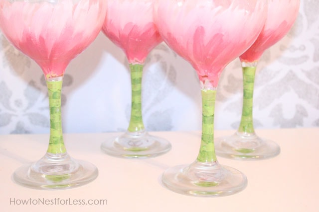 Hand Painted Flower Wine Glasses How to Nest for Less