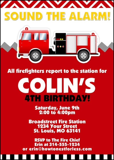 Fireman Birthday Invitations 1