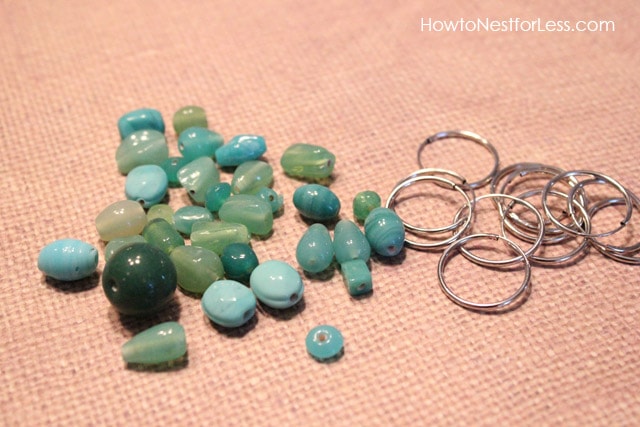 Blue, green, and turquoise stones for the charms.