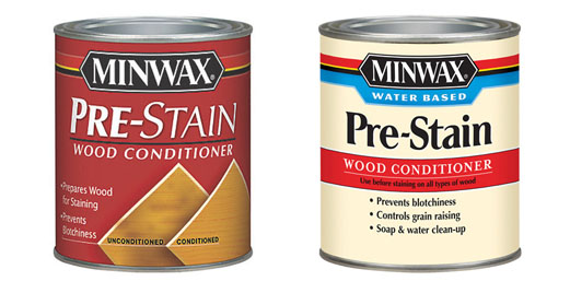 Miniwax pre stain a red can and a white can.