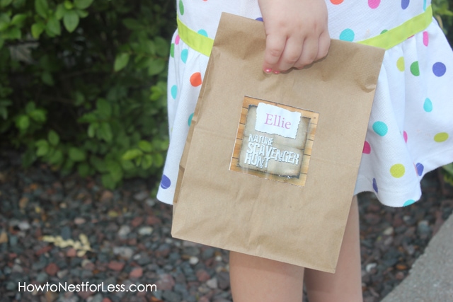 Paper bags for the collection of goods found for kid scavenger hunt.