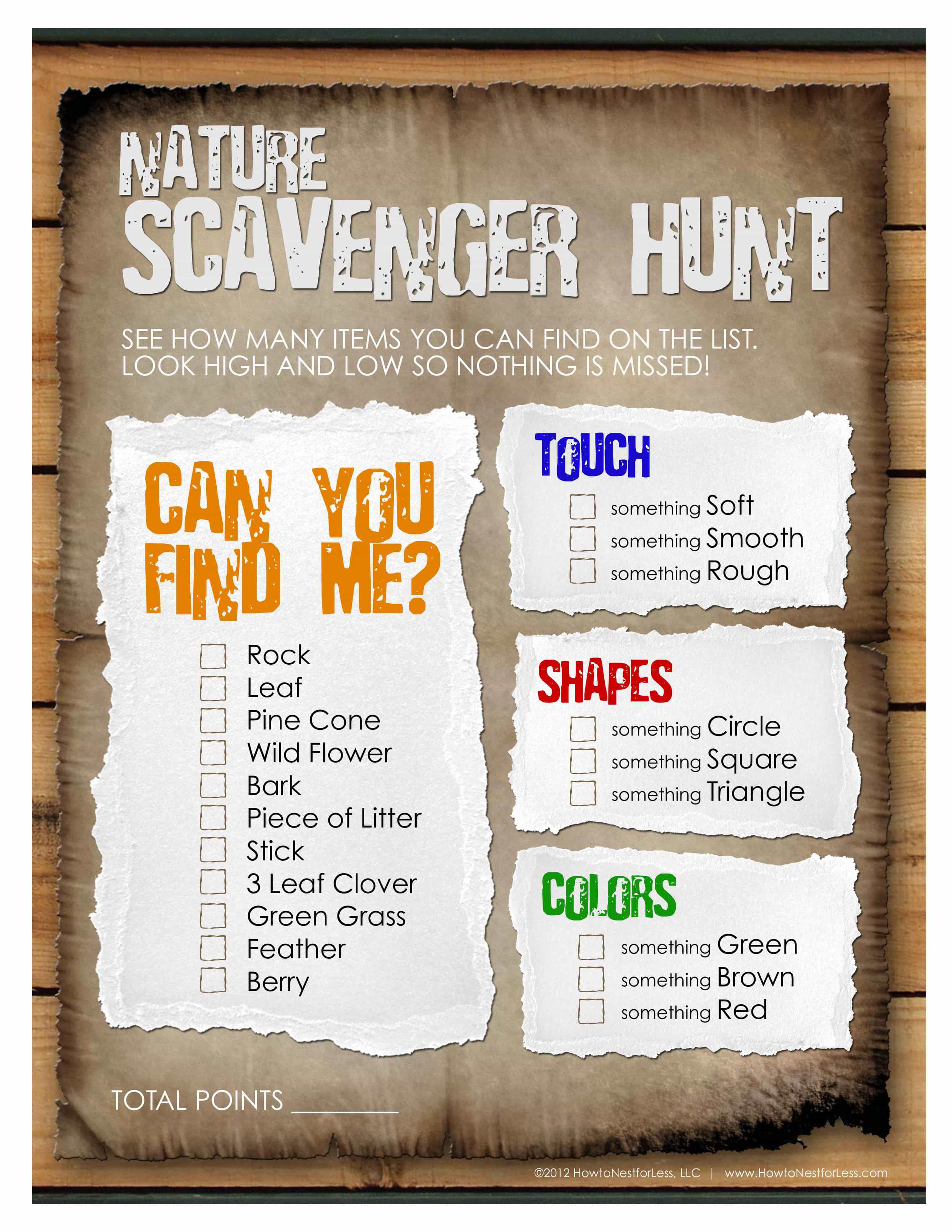 Nature Scavenger Hunt for the Kids {FREE Printable} - How ...