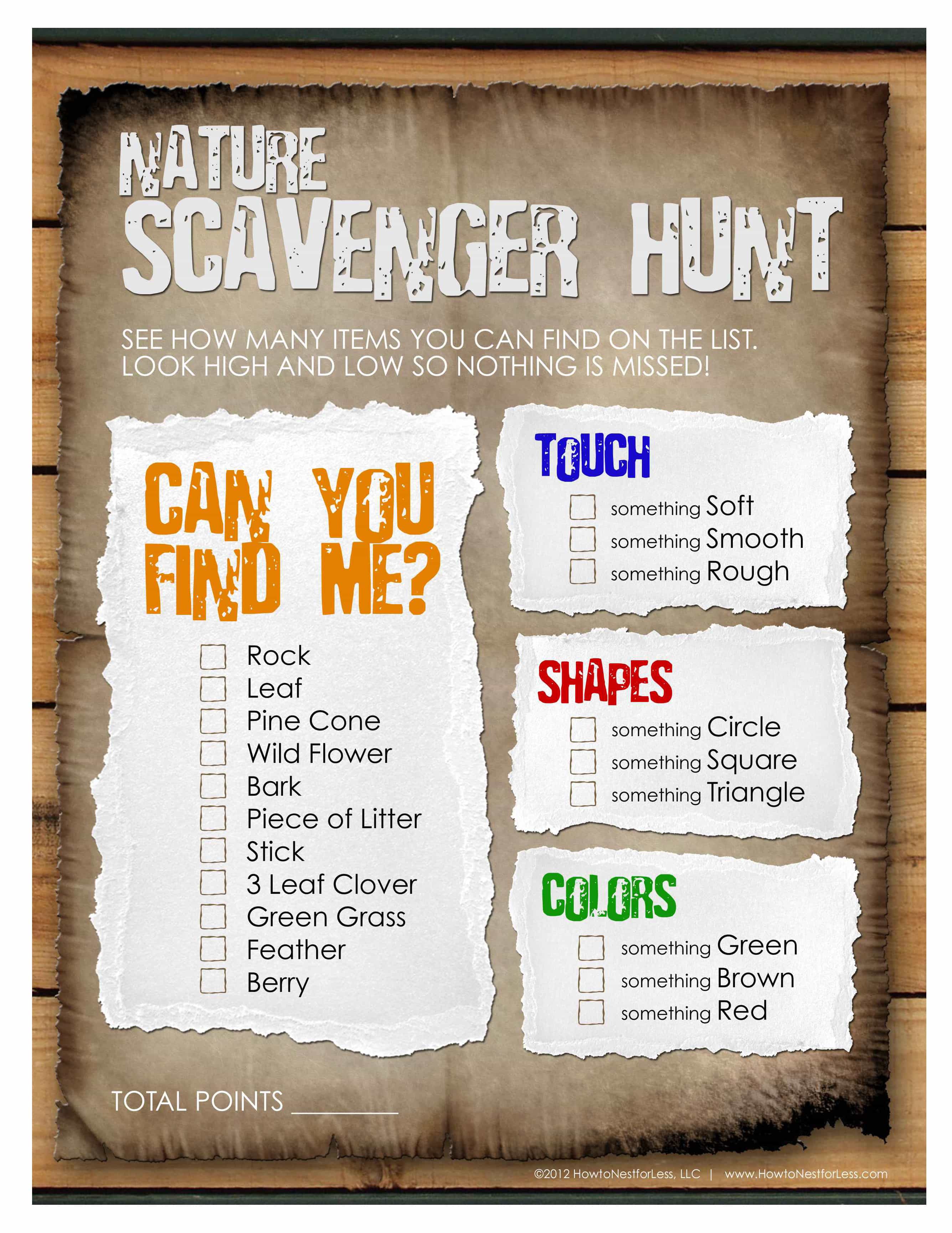 Nature Scavenger Hunt for the Kids {FREE Printable} - How 