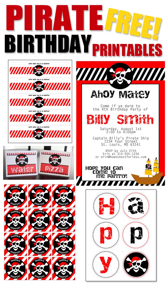 8 Pirate Party Signs/posters INSTANT DOWNLOAD Printable 