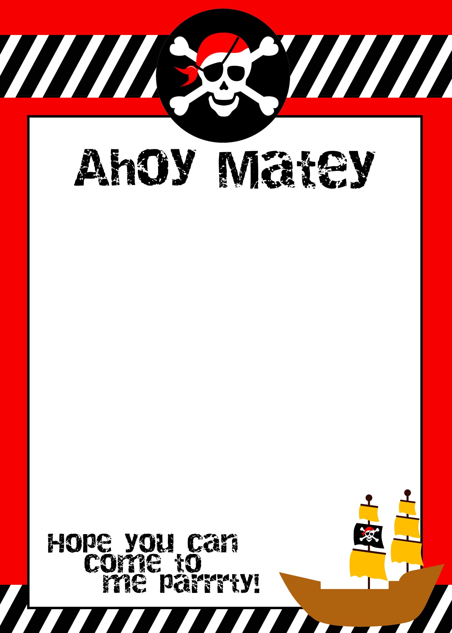 pirate birthday party invitations