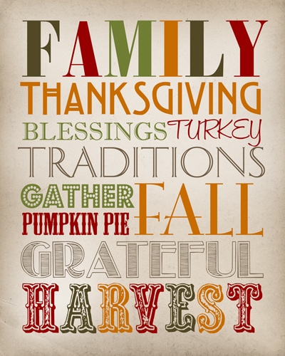 Thanksgiving Subway Art {free printable}