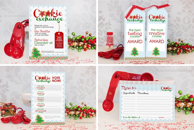 Four printable to download for cookie exchanges.
