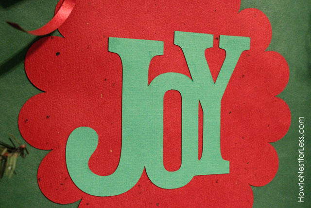 Up close picture of the word Joy.