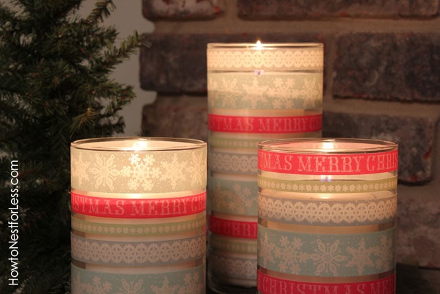 Christmas Washi Tape Candle Holders