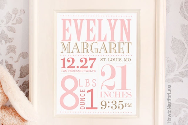 baby announcement subway art printable