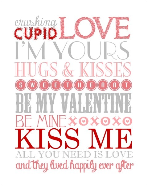 Valentines day subway art printable.