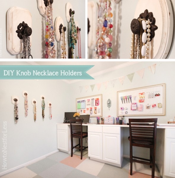 DIY knob necklace holders