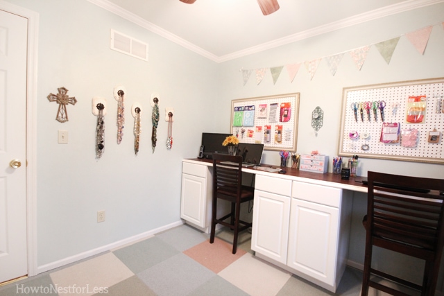 craft room DIY knob necklace holders