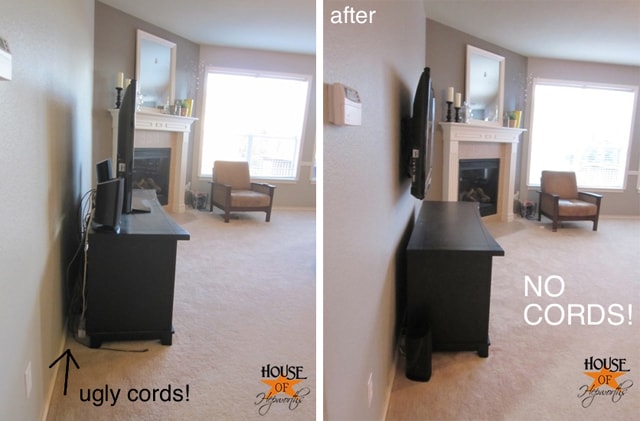hide tv cords on mounted tv
