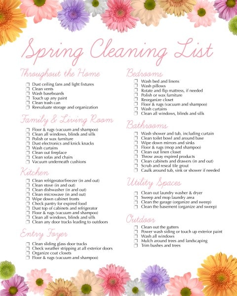 taste of home spring cleaning checklist