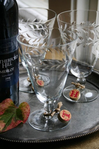 wine cork glass charms