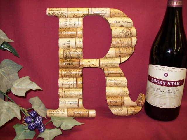 wine cork monogram letter
