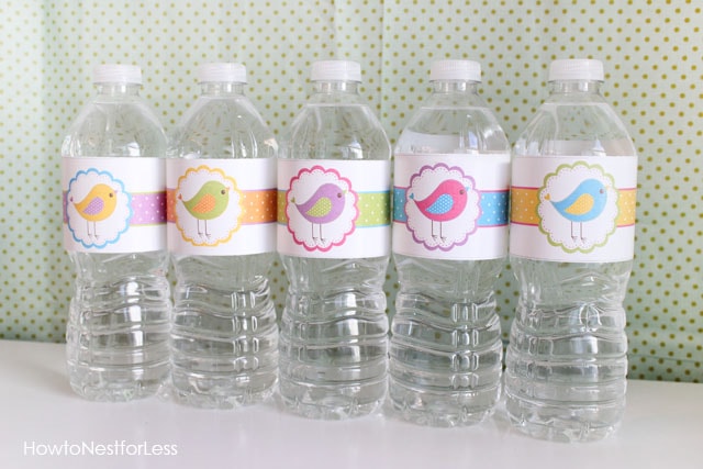 bird birthday water bottle labels