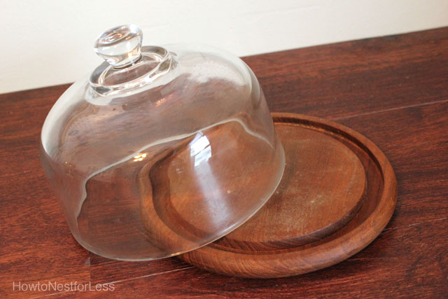 glass cloche from goodwill makeover