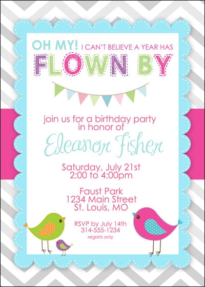 little bird birthday invitation