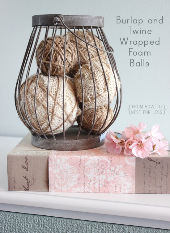burlap and twine wrapped foam balls