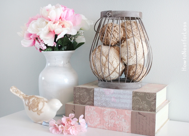 burlap and twine wrapped styrofoam balls