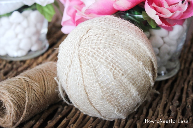 burlap twine wrapped styrofoam balls